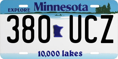 MN license plate 380UCZ