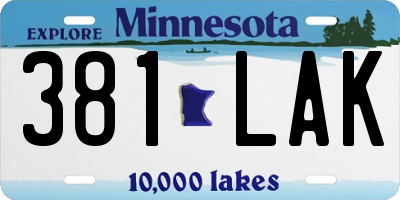 MN license plate 381LAK