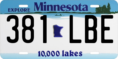 MN license plate 381LBE