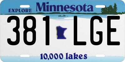 MN license plate 381LGE