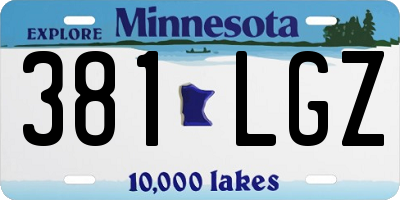 MN license plate 381LGZ