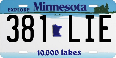 MN license plate 381LIE