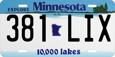 MN license plate 381LIX