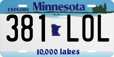 MN license plate 381LOL