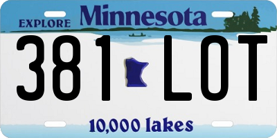 MN license plate 381LOT