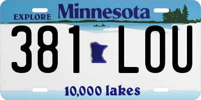 MN license plate 381LOU
