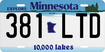 MN license plate 381LTD