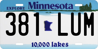 MN license plate 381LUM