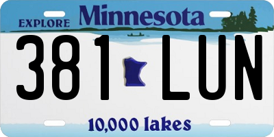 MN license plate 381LUN