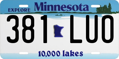 MN license plate 381LUO