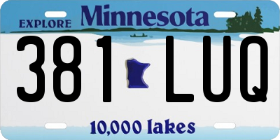 MN license plate 381LUQ