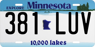 MN license plate 381LUV