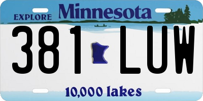 MN license plate 381LUW