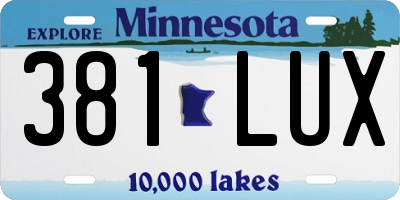 MN license plate 381LUX