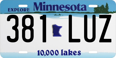 MN license plate 381LUZ