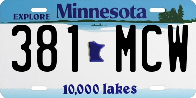 MN license plate 381MCW