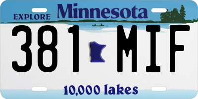 MN license plate 381MIF