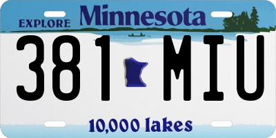 MN license plate 381MIU