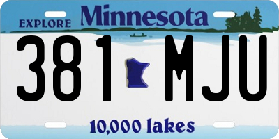 MN license plate 381MJU