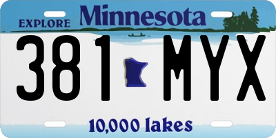 MN license plate 381MYX