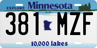 MN license plate 381MZF