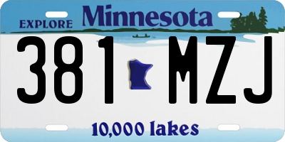 MN license plate 381MZJ
