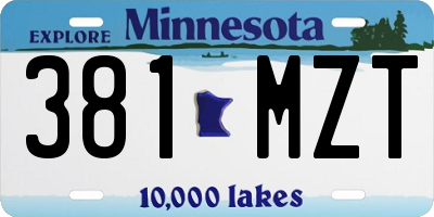 MN license plate 381MZT