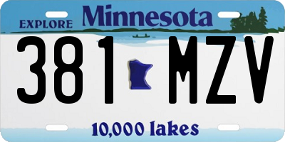 MN license plate 381MZV