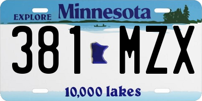 MN license plate 381MZX
