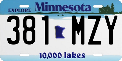 MN license plate 381MZY