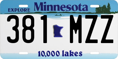 MN license plate 381MZZ
