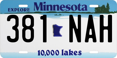 MN license plate 381NAH