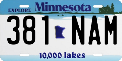 MN license plate 381NAM