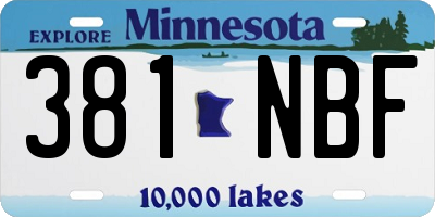 MN license plate 381NBF
