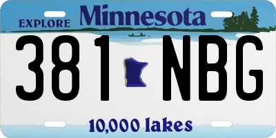 MN license plate 381NBG