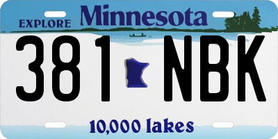 MN license plate 381NBK