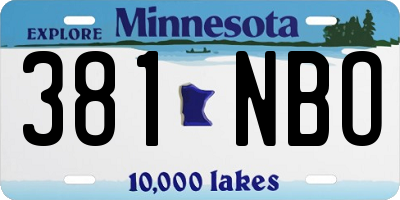 MN license plate 381NBO