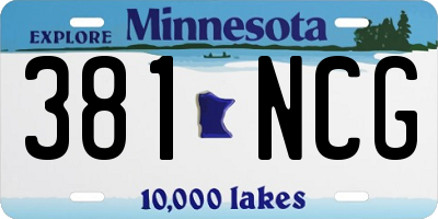 MN license plate 381NCG