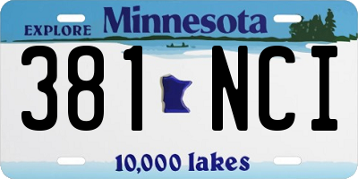 MN license plate 381NCI