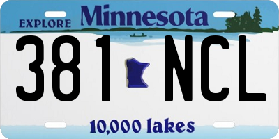MN license plate 381NCL