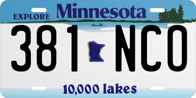 MN license plate 381NCO
