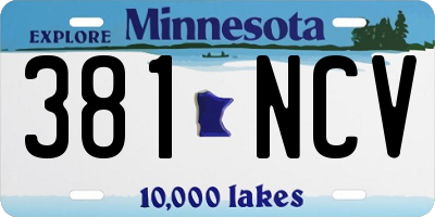 MN license plate 381NCV