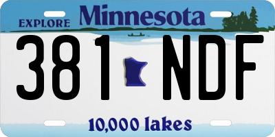 MN license plate 381NDF
