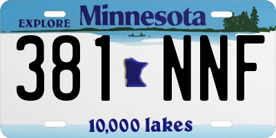 MN license plate 381NNF