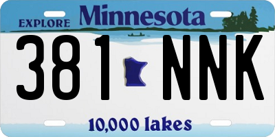 MN license plate 381NNK