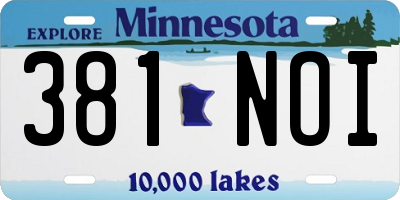MN license plate 381NOI