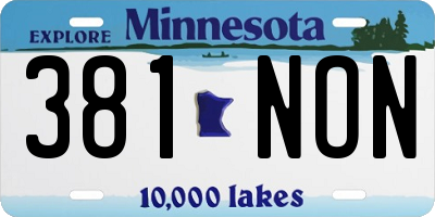 MN license plate 381NON