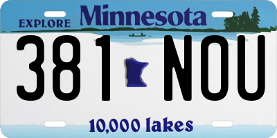 MN license plate 381NOU