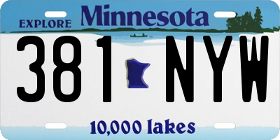 MN license plate 381NYW