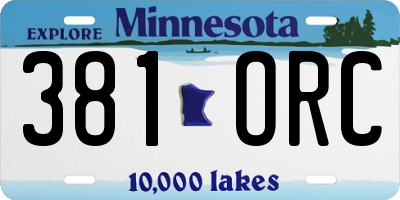 MN license plate 381ORC